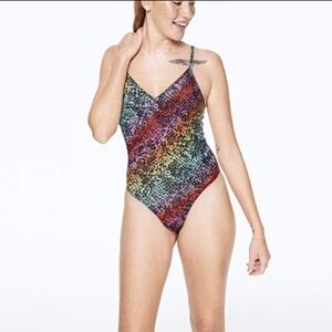 PINK rainbow animal print bodysuit
